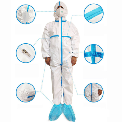 ISO13485保護衣服は編まれた袖口が付いている反静的なつなぎ服のジャンプスーツを防水する